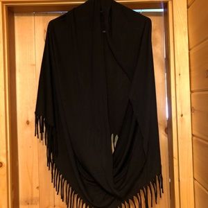 Black fringe infinity scarf